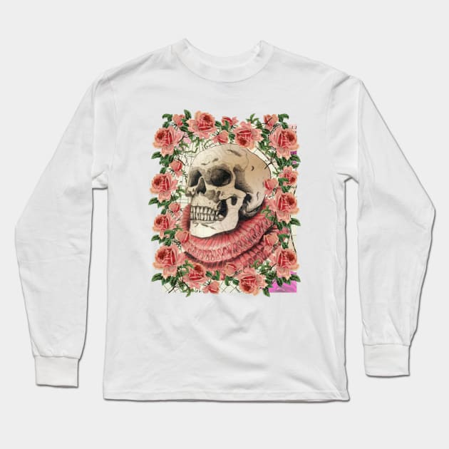 Skull and Roses Long Sleeve T-Shirt by White B Gifts